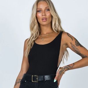 Princess Polly Yolando black low back bodysuit Size 2